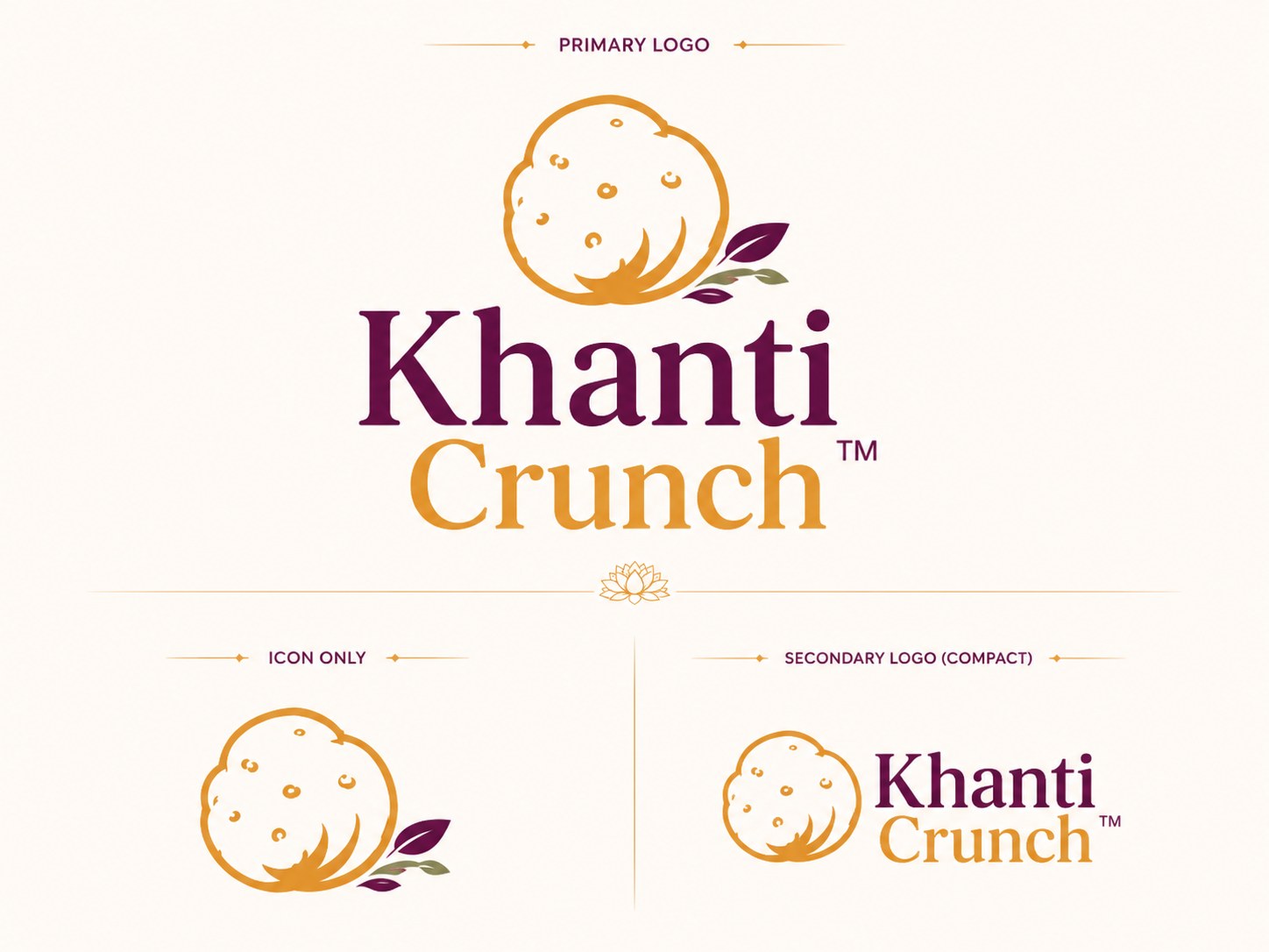 Khanti Crunch logo design board